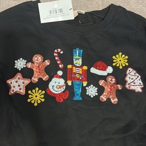 Christmas cropped sequin sweatshirt